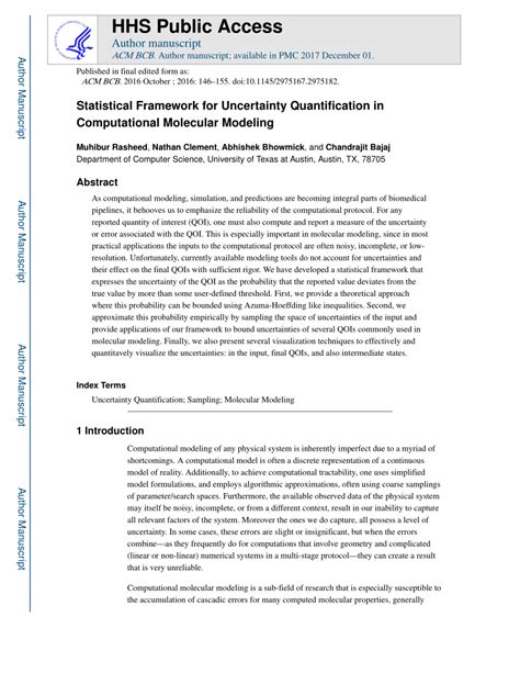 Pdf Statistical Framework For Uncertainty Quantification In