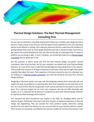 Thermal Design Solutions: The Best Thermal Management Consulting Firm ...