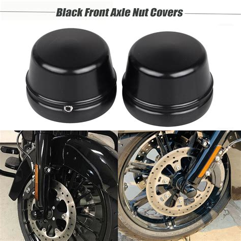 Black CNC Front Axle Cap Nut Cover For Harley Road King Classic FLHT