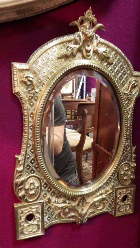 Victorian 19th Century Ornate Brass Framed Wall Mirror