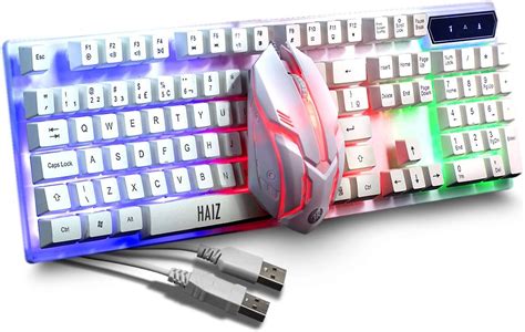 Kit Gamer Branco Completo Para Jogo Haiz Teclado E Mouse Led Rgb