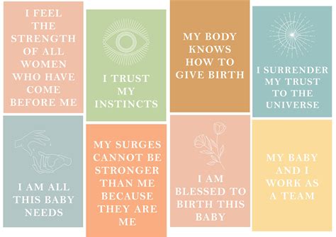 Set of 22 Birth Affirmations Cards Printable 5x7 Inch Birth | Etsy