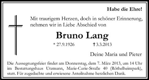 Traueranzeigen Von Bruno Lang Trauer Nn De