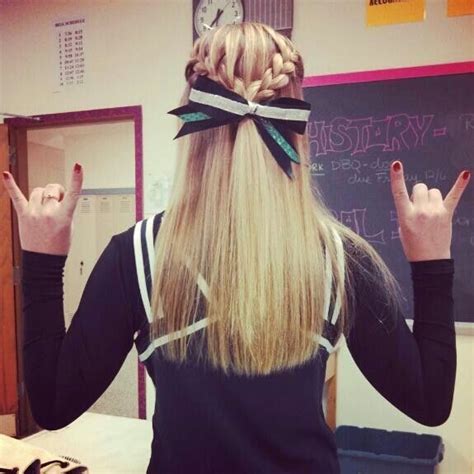 Pin By Kelsey Wolfer On Cheer Game Day Hair Cheerleading Hairstyles Cheer Hair