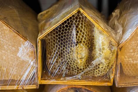 Premium Photo Fresh Honey In The Sealed Comb Frame