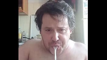 A Gay Man Has Produced A Portion Of Fresh Sperm From His Penis Eating Fresh Cum Pours Cum On