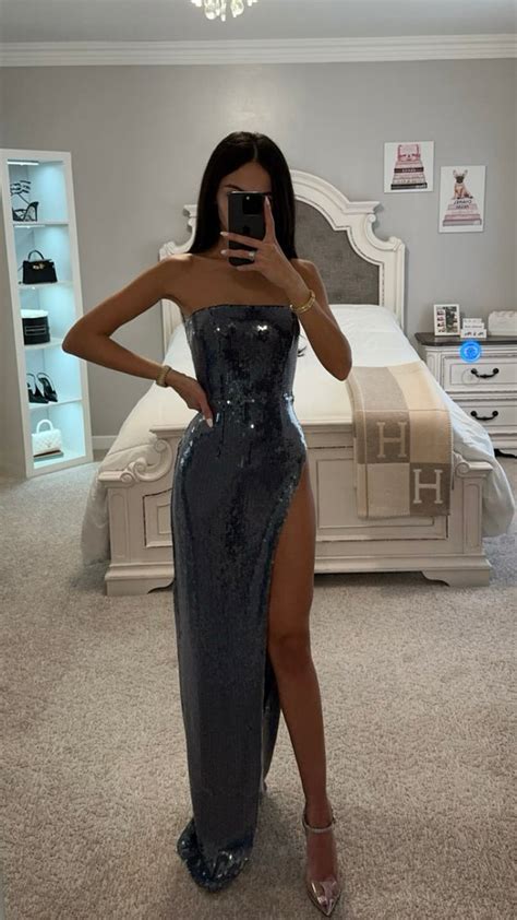 Ramonda Navy Sequin Strapless High Slit Maxi Dress Shop Ddmine