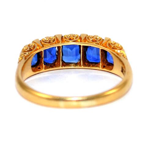 Victorian Sapphire 5 Stone Ring C1890 Bada