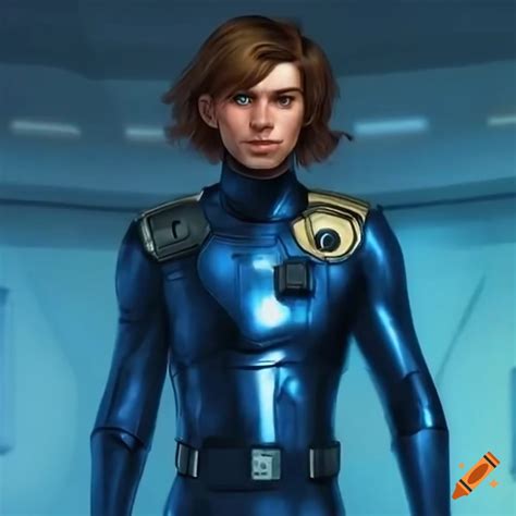 Illustration Of A Male Space Ranger In A Metallic Blue Suit On Craiyon