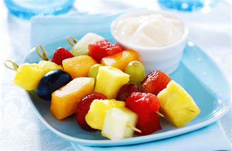 Rainbow Fruit Skewers With Yogurt Fruit Dip Recipe Dishmaps