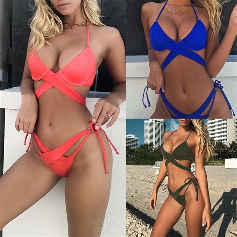 Swimsuit Woman Sexy Criss Cross Brazilian Bikini Bandage Swimsuit