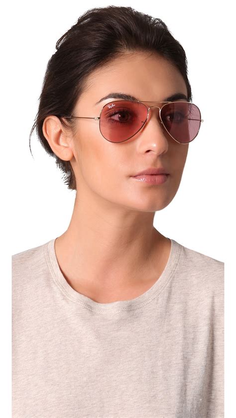 Lyst Ray Ban Aviator Sunglasses In Pink