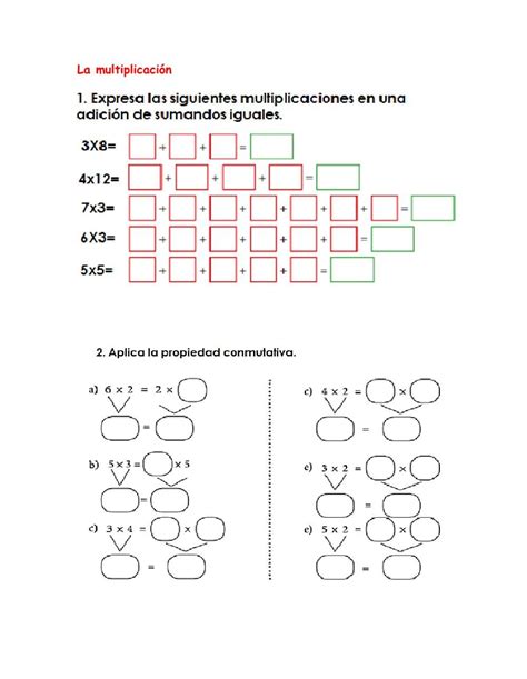 Propiedad Conmutativa de la Multiplicación Worksheet