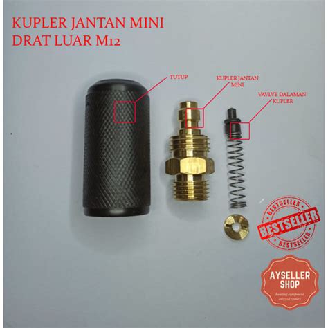 Jual Mini Kupler Kupler Mini Jantan Drat Luar M12 Dan Tutup KUPLER