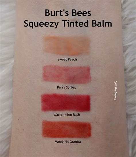 Burt's Bees Squeezy Tinted Balm- Swatches and Information