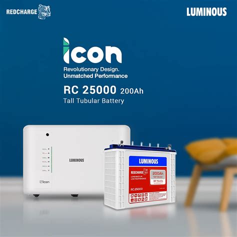 Luminous Icon 1100 Pure Sine Wave Inverter With Rc25000 200ah Tall Tub