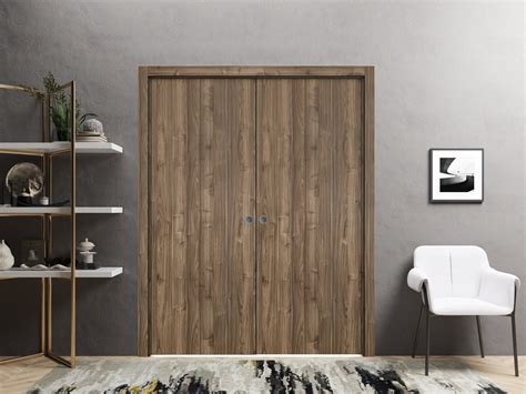 Modern Double Pocket Doors | Planum 0010 Walnut | Kit Trims Rail ...