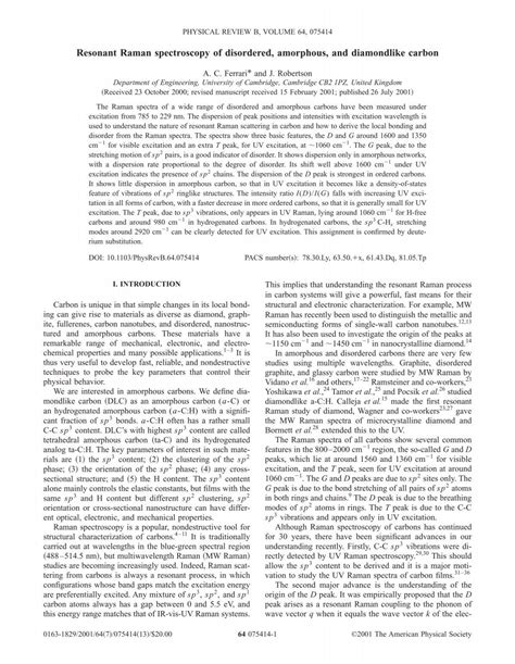 Resonant Raman Spectroscopy Of Disordered Amorphous And