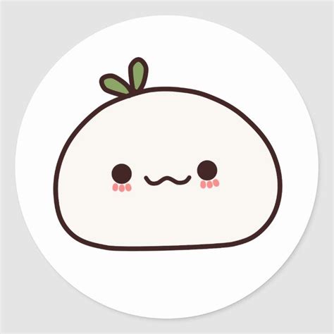 Kawaii Mochi Plant Classic Round Sticker Zazzle Cute Food Drawings