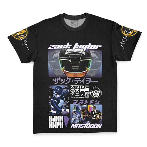 Black Ranger Mighty Morphin Power Rangers Streetwear T Shirt Anime Ape