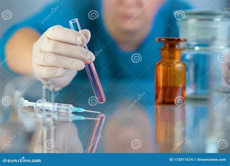 Scientist Hand Holding A Test Tubes Laboratory Research Stock Photo