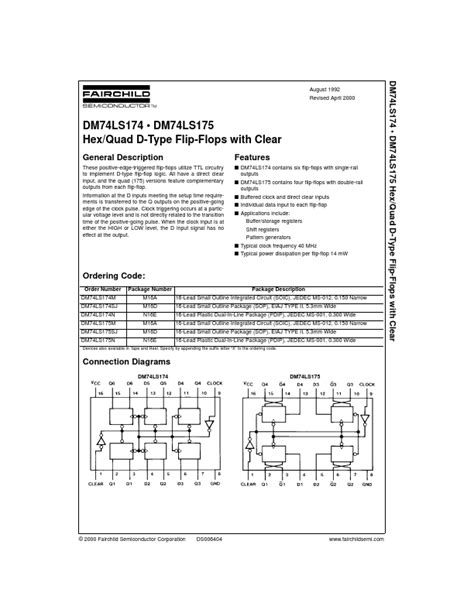 74ls175 Datasheet Pdf Hexquad D Type Flip Flops