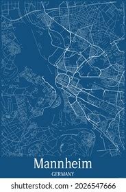 Blue City Map Mannheim Germany Stock Illustration 2026547666 | Shutterstock