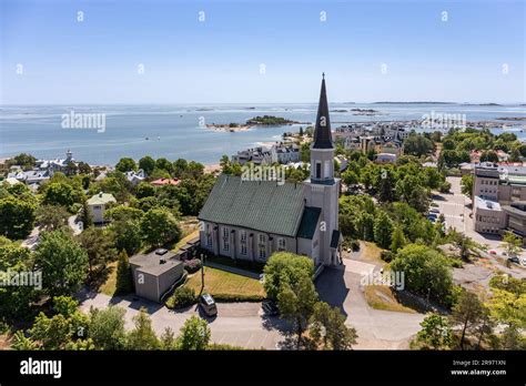 Aerial View Of Hangon Kirkko Or Hangö Kyrka Or Hanko Church In Hanko