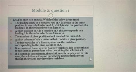 Solved Module 2 Question 1 O • Let A Be An Mxn Matrix