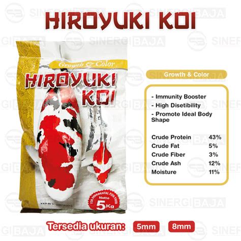 Jual Pakan Ikan Koi Pelet HIROYUKI GROWTH AND COLOR 5 Kg Size 8mm