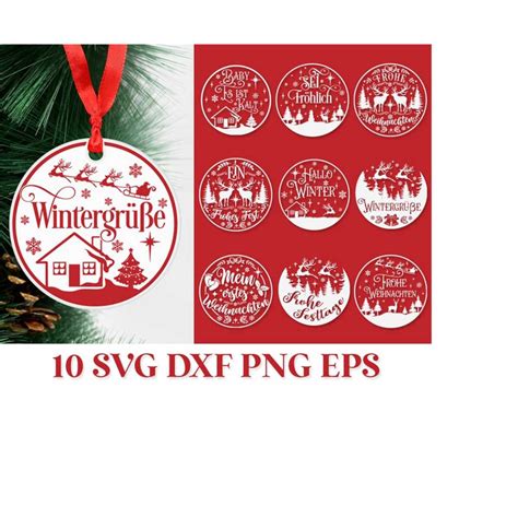 German Christmas Ornament Svg Pack Deutsche Frohe Weihnacht Inspire