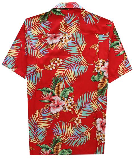 Alvish Hawaiian Shirt 54 Mens Flower Leaf Beach Aloha Party Casual Red