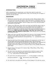 Understanding Centripetal Force In Circular Motion Experiment Course Hero