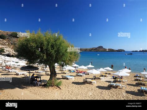 Lindos Beach, Rhodes, Greece Stock Photo - Alamy