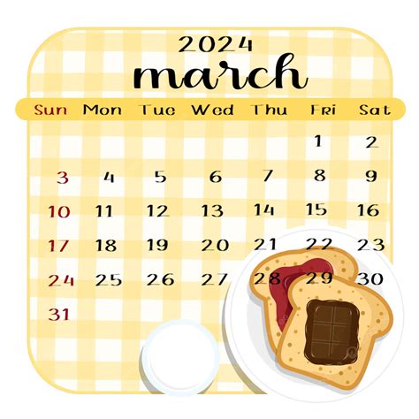 Calendrier De Mars 2024 Petit Déjeuner Avec Nappe Png 2024