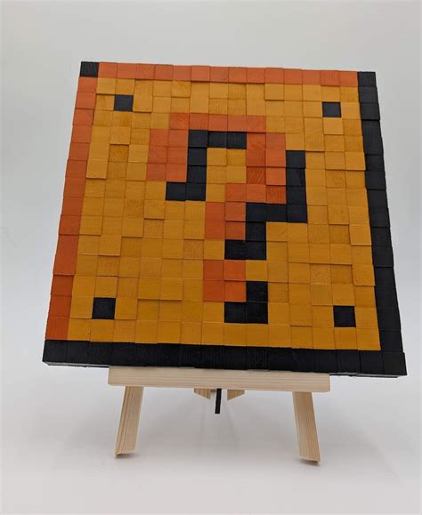 Super Mario Mystery Block 8-bit Wooden Pixel Art - Etsy