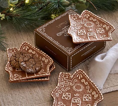 Gingerbread House Appetizer Plates Set Of 4 Pottery Barn