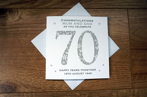 Personalised Platinum 70th Wedding Anniversary Card Husband Etsy