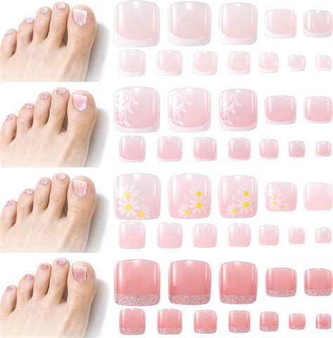 Amazon Eliongpu 72PCS 3 Pack Press On Toenails Square Short Full