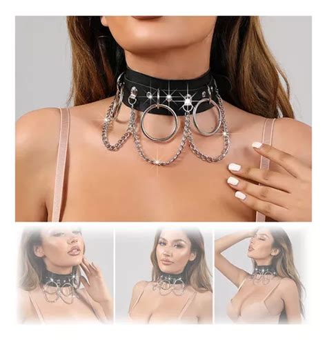 Punk Collar Choker De Cuero Gargantilla Gotico Rock Dark Cuotas Sin