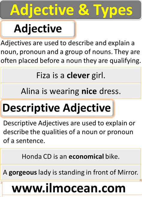 Adjective Defination And Types Of Adjective Ilm Ocean