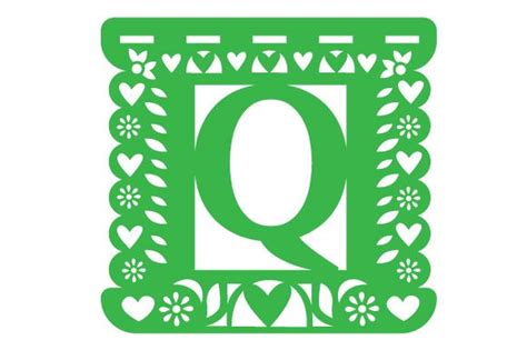 The Letter Q Is Cut Out From Paper With Hearts And Flowers Around It