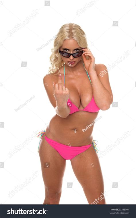 Sexy Blond Bikini Girl Pink Bikini Shutterstock