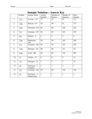 Fillable Online Isotope Notation KEY.pdf Fax Email Print - pdfFiller