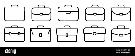 Briefcase Icon Set Of Different Brifecase Shape In Line Art Outline