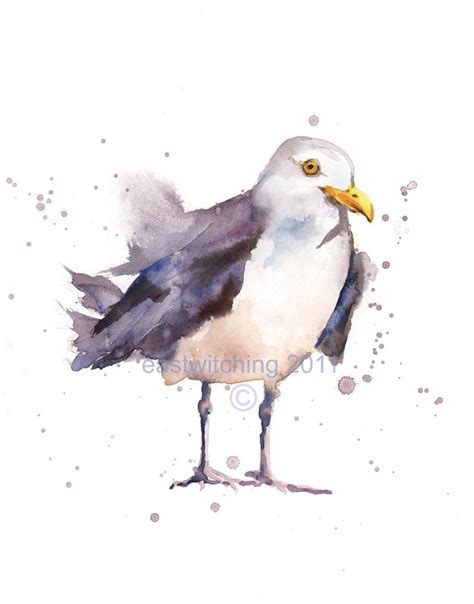 Mouette Aquarelle Impression Beach House Art Tirage 8 X 10 Etsy