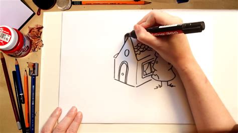 COMO DESENHAR UMA CASA NA MONTANHA DESENHOS PARA CRIANÇAS APRENDA