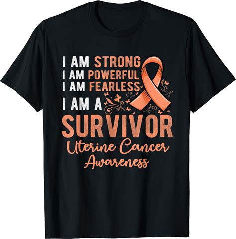 Peach Ribbon Support Survivor Of Uterine Cancer Awareness T Shirt