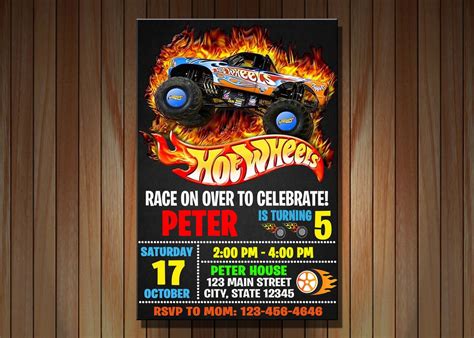 Hot Wheels Birthday Invitation Printable Birthday Invitation Etsy