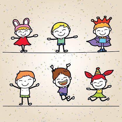 Hand Drawing Cartoon Happy Kids Stock Clipart | Royalty-Free | FreeImages